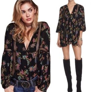 FREE PEOPLE BOHO JUST THE TWO OF US TUNIC TOP MINI DRESS XS